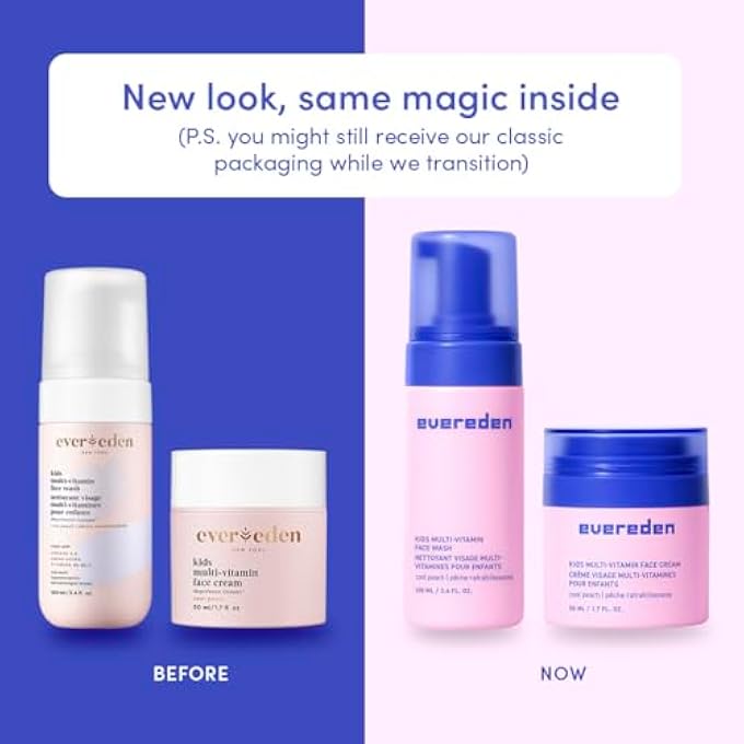 Evereden مجموعة وجه الأطفال السعيدة (خوخ بارد) - مجموعة غسول الوجه وكريم الوجه متعدد الفيتامينات - عناية بالبشرة نظيفة ونباتية للأطفال 3+ - مجموعة عناية بالبشرة مرطبة ومغذية وواقية - Image 2